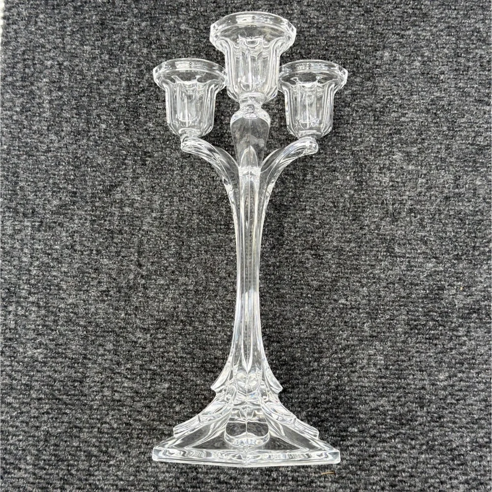 Cristal d'Arques France 24% Lead Crystal 3 Arm Candelabra Candle Holder 10.5